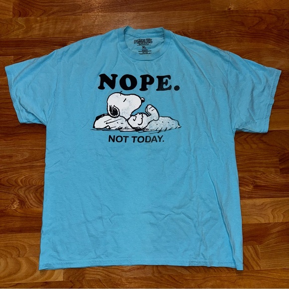 Peanuts Other - Peanuts Snoopy Nope Not Today Lazy T-shirt Blue Size XL Short Sleeved Graphic T